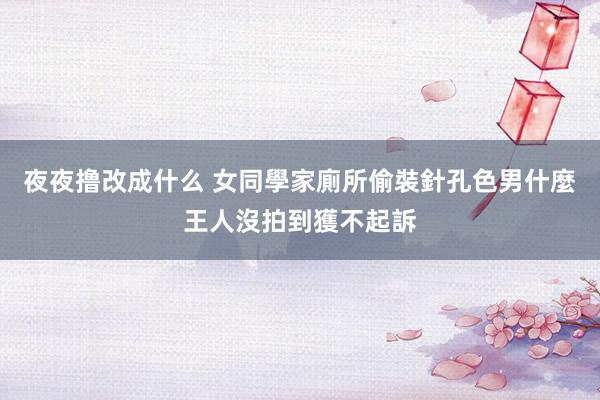 夜夜撸改成什么 女同學家廁所偷裝針孔　色男什麼王人沒拍到獲不起訴