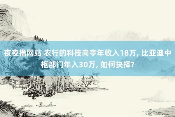 夜夜撸网站 农行的科技岗亭年收入18万， 比亚迪中枢部门年入30万， 如何抉择?